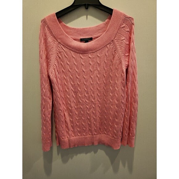 Lauren Sweaters - Lauren Ralph Lauren Womens Cable Knit Sweater Barbie Pink Long Sleeve Sz XL